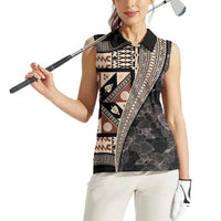 Bula Hibiscus Festival Women Sleeveless Polo Shirt Fijian Masi Pattern Half Style