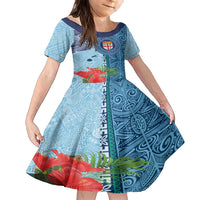 Fiji Day Family Matching Tank Maxi Dress and Hawaiian Shirt Tapa Pattern and Hibiscus Flower