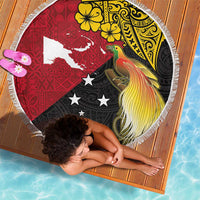 Papua New Guinea Independence Day Beach Blanket Bird-of-Paradise with Map and Polynesian Pattern LT03 - Polynesian Pride