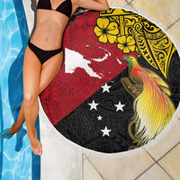 Papua New Guinea Independence Day Beach Blanket Bird-of-Paradise with Map and Polynesian Pattern LT03 - Polynesian Pride