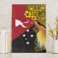 Papua New Guinea Independence Day Canvas Wall Art Bird-of-Paradise with Map and Polynesian Pattern LT03 Without Frame Black - Polynesian Pride