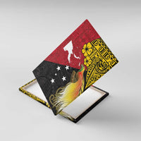 Papua New Guinea Independence Day Canvas Wall Art Bird-of-Paradise with Map and Polynesian Pattern LT03 With Frame Black - Polynesian Pride