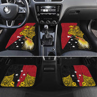 Papua New Guinea Independence Day Car Mats Bird-of-Paradise with Map and Polynesian Pattern LT03 Set 4pcs Black - Polynesian Pride