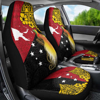 Papua New Guinea Independence Day Car Seat Cover Bird-of-Paradise with Map and Polynesian Pattern