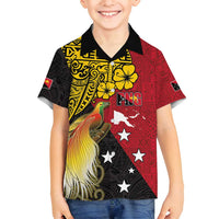 Papua New Guinea Independence Day Family Matching Long Sleeve Bodycon Dress and Hawaiian Shirt Bird-of-Paradise with Map and Polynesian Pattern