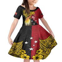 Papua New Guinea Independence Day Family Matching Tank Maxi Dress and Hawaiian Shirt Bird-of-Paradise with Map and Polynesian Pattern