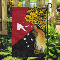 Papua New Guinea Independence Day Garden Flag Bird-of-Paradise with Map and Polynesian Pattern LT03 Garden Flag Black - Polynesian Pride