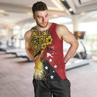 Papua New Guinea Independence Day Men Tank Top Bird-of-Paradise with Map and Polynesian Pattern LT03 Black - Polynesian Pride