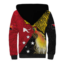 Papua New Guinea Independence Day Sherpa Hoodie Bird-of-Paradise with Map and Polynesian Pattern LT03 - Polynesian Pride