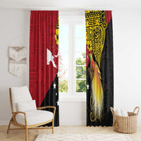 Papua New Guinea Independence Day Window Curtain Bird-of-Paradise with Map and Polynesian Pattern LT03 - Polynesian Pride