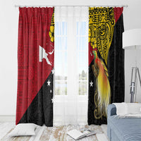 Papua New Guinea Independence Day Window Curtain Bird-of-Paradise with Map and Polynesian Pattern LT03 - Polynesian Pride