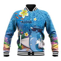 Aloha Hawaiian Monk Seal Baseball Jacket Polynesian Tattoo The Ocean and Undersea Vibe LT03 Unisex Blue - Polynesian Pride