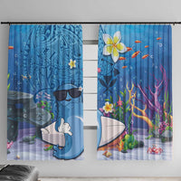 Aloha Hawaiian Monk Seal Window Curtain Polynesian Tattoo The Ocean and Undersea Vibe LT03 With Hooks Blue - Polynesian Pride