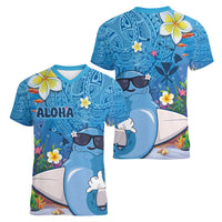 Aloha Hawaiian Monk Seal Women V-Neck T-Shirt Polynesian Tattoo The Ocean and Undersea Vibe
