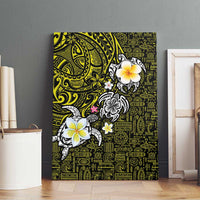 Hawaiian Turtle and Plumeria Canvas Wall Art Polynesian Tattoo and Tribal Elements Pattern Yellow Color LT03 - Polynesian Pride