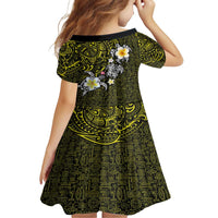Hawaiian Turtle and Plumeria Family Matching Tank Maxi Dress and Hawaiian Shirt Polynesian Tattoo and Tribal Elements Pattern Yellow Color LT03 - Polynesian Pride