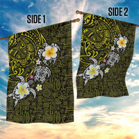 Hawaiian Turtle and Plumeria Garden Flag Polynesian Tattoo and Tribal Elements Pattern Yellow Color LT03 - Polynesian Pride