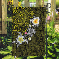 Hawaiian Turtle and Plumeria Garden Flag Polynesian Tattoo and Tribal Elements Pattern Yellow Color LT03 Garden Flag Yellow - Polynesian Pride