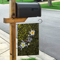 Hawaiian Turtle and Plumeria Garden Flag Polynesian Tattoo and Tribal Elements Pattern Yellow Color LT03 - Polynesian Pride