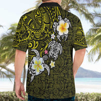 Hawaiian Turtle and Plumeria Hawaiian Shirt Polynesian Tattoo and Tribal Elements Pattern Yellow Color LT03 - Polynesian Pride