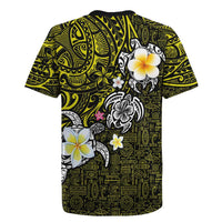 Hawaiian Turtle and Plumeria Rugby Jersey Polynesian Tattoo and Tribal Elements Pattern Yellow Color LT03 - Polynesian Pride