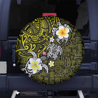 Hawaiian Turtle and Plumeria Spare Tire Cover Polynesian Tattoo and Tribal Elements Pattern Yellow Color LT03 - Polynesian Pride