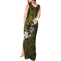 Hawaiian Turtle and Plumeria Tank Maxi Dress Polynesian Tattoo and Tribal Elements Pattern Yellow Color LT03 - Polynesian Pride
