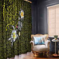 Hawaiian Turtle and Plumeria Window Curtain Polynesian Tattoo and Tribal Elements Pattern Yellow Color LT03 - Polynesian Pride