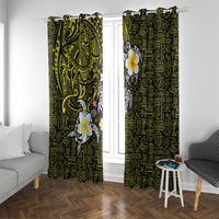 Hawaiian Turtle and Plumeria Window Curtain Polynesian Tattoo and Tribal Elements Pattern Yellow Color LT03 With Grommets Yellow - Polynesian Pride