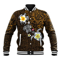 Hawaiian Turtle and Plumeria Baseball Jacket Polynesian Tattoo and Tribal Elements Pattern Orange Color LT03 Unisex Orange - Polynesian Pride