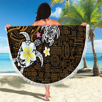 Hawaiian Turtle and Plumeria Beach Blanket Polynesian Tattoo and Tribal Elements Pattern Orange Color LT03 - Polynesian Pride