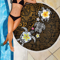 Hawaiian Turtle and Plumeria Beach Blanket Polynesian Tattoo and Tribal Elements Pattern Orange Color LT03 - Polynesian Pride
