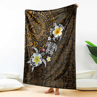 Hawaiian Turtle and Plumeria Blanket Polynesian Tattoo and Tribal Elements Pattern Orange Color LT03 - Polynesian Pride