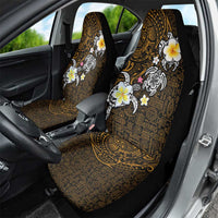 Hawaiian Turtle and Plumeria Car Seat Cover Polynesian Tattoo and Tribal Elements Pattern Orange Color