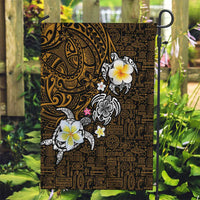 Hawaiian Turtle and Plumeria Garden Flag Polynesian Tattoo and Tribal Elements Pattern Orange Color LT03 Garden Flag Orange - Polynesian Pride