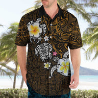 Hawaiian Turtle and Plumeria Hawaiian Shirt Polynesian Tattoo and Tribal Elements Pattern Orange Color LT03 - Polynesian Pride