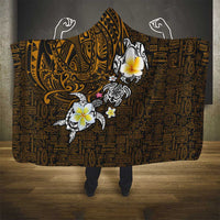Hawaiian Turtle and Plumeria Hooded Blanket Polynesian Tattoo and Tribal Elements Pattern Orange Color LT03 - Polynesian Pride