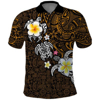 Hawaiian Turtle and Plumeria Polo Shirt Polynesian Tattoo and Tribal Elements Pattern Orange Color LT03 Orange - Polynesian Pride