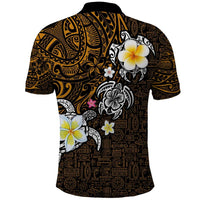 Hawaiian Turtle and Plumeria Polo Shirt Polynesian Tattoo and Tribal Elements Pattern Orange Color LT03 - Polynesian Pride