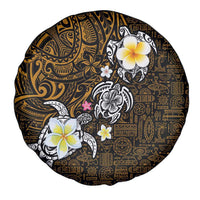 Hawaiian Turtle and Plumeria Spare Tire Cover Polynesian Tattoo and Tribal Elements Pattern Orange Color LT03 - Polynesian Pride