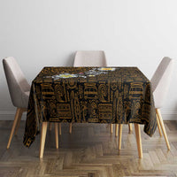 Hawaiian Turtle and Plumeria Tablecloth Polynesian Tattoo and Tribal Elements Pattern Orange Color LT03 - Polynesian Pride