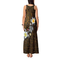 Hawaiian Turtle and Plumeria Tank Maxi Dress Polynesian Tattoo and Tribal Elements Pattern Orange Color LT03 - Polynesian Pride