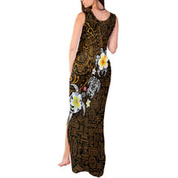 Hawaiian Turtle and Plumeria Tank Maxi Dress Polynesian Tattoo and Tribal Elements Pattern Orange Color LT03 - Polynesian Pride