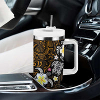 Hawaiian Turtle and Plumeria Tumbler With Handle Polynesian Tattoo and Tribal Elements Pattern Orange Color LT03 - Polynesian Pride