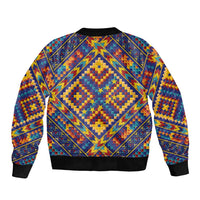 Kolose-Tuvalu Crochet Bomber Jacket with Polynesian and Pacific Tattoos - Polynesian Pride
