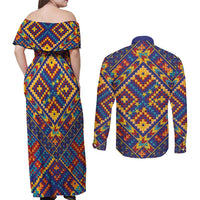 Kolose-Tuvalu Crochet Couples Matching Off Shoulder Maxi Dress and Long Sleeve Button Shirt with Polynesian and Pacific Tattoos LT03 - Polynesian Pride