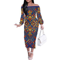 Kolose-Tuvalu Crochet Off The Shoulder Long Sleeve Dress with Polynesian and Pacific Tattoos - Polynesian Pride