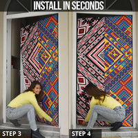 Tuvaluan and New Zealand Culture Door Cover The Art of Kolose and Taniko - Polynesian Pride