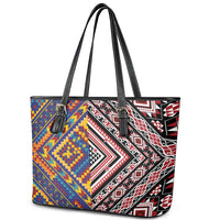 Tuvaluan and New Zealand Culture Leather Tote Bag The Art of Kolose and Taniko - Polynesian Pride