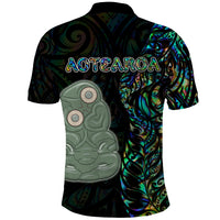 New Zealand Polo Shirt Silver Fern and Hei Tiki with Papua Shell Maori Tribal LT03 - Polynesian Pride